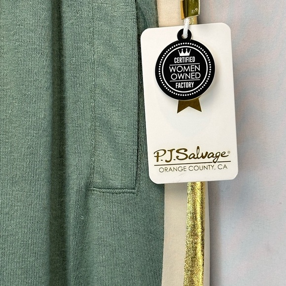 PJ Salvage Draw String Waist Gold Side Stripe Long Lounge Sleep Jogger Pants - Picture 3 of 9